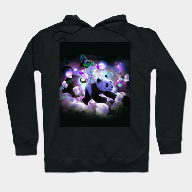 Rave Space Cat Riding Panda Hoodie by Random Galaxy